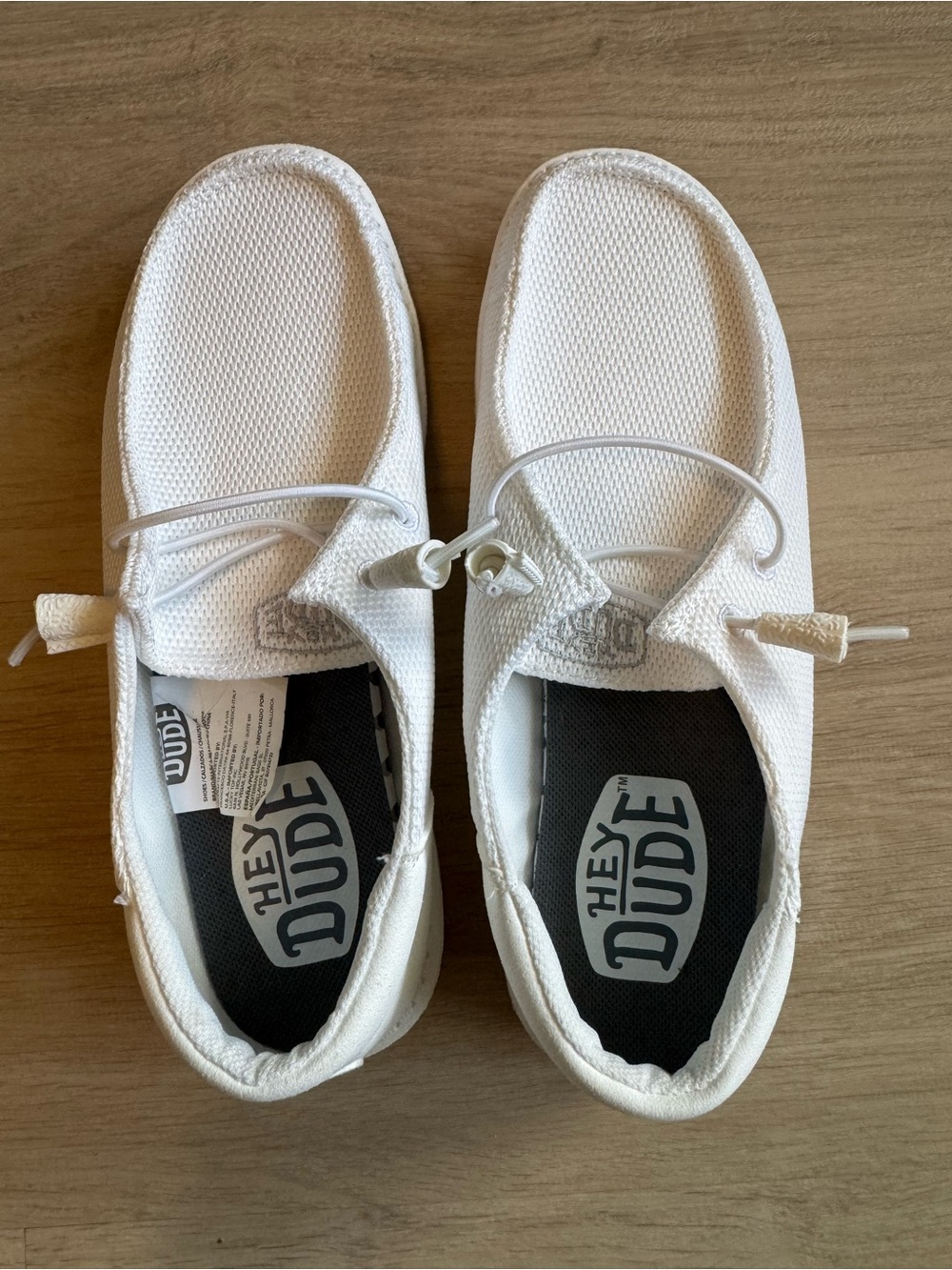 Hey Dude White Knit Slip-On Loafers